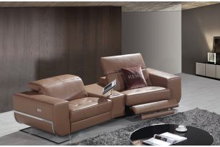 Divani Casa E9048 Modern Brown Leather Sectional Sofa w/Recliners