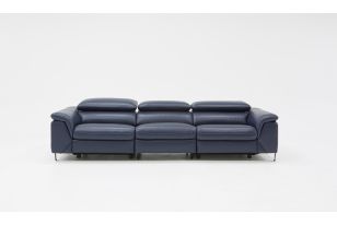 Divani Casa Maine Modern Blue Eco-Leather Sofa w/ Electric Recliners