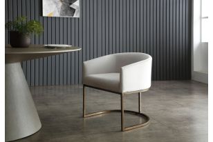 Modrest Elisa - Modern Beige Velvet & Brass Dining Chair