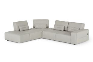 Accenti Italia Enjoy - Italian Modern Grey Leather Right Facing Sectional Sofa