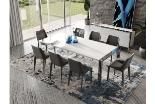 Modrest Fauna - Modern White High Gloss & Stainless Steel Chrome Dining Table