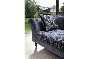 Metropolitan Gray Fabric Chaise with Crystals