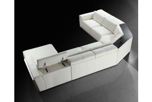 Tempo - Contemporary White Leather Sectional Sofa