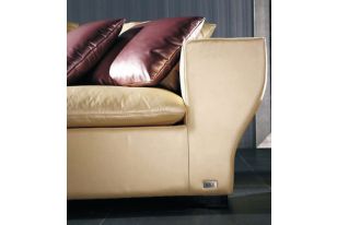 A&X Belvedere Champagne Full Leather Sectional Sofa