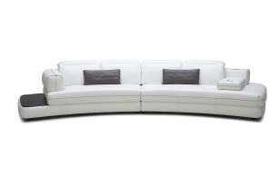 Magnolia White Full Leather Sofa w/ iPhone Dock Speakers