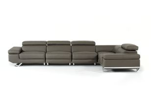 Divani Casa Kerria Modern Dark Grey Eco-Leather Sectional Sofa