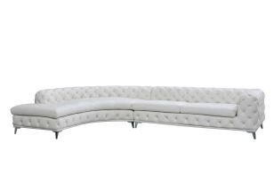 DIvani Casa Kohl - Contemporary White LAF Curved Shape Sectional Sofa w/ Chaise