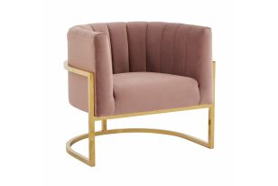 Modrest Landau - Modern Pink Velvet & Gold Stainless Steel Accent Chair