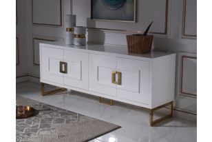 Modrest Leah - Contemporary White High Gloss & Champagne Gold Buffet
