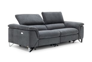 Divani Casa Maine - Modern Dark Grey Fabric Sofa w/ Electric Recliners