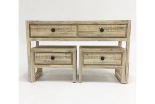 Modrest Mandy Modern White Washed Acacia Console & End Table Set