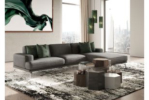 Modrest Monza - Italian Right Facing Grey Nubuck Leather Sectional Sofa