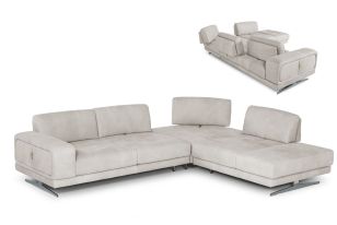 Lamod Italia Mood - Contemporary Light Grey Leather Right Facing Sectional Sofa