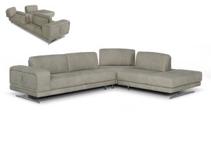 Lamod Italia Mood - Contemporary Grey Cloud Leather Right Facing Sectional Sofa