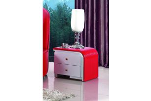 N003 - Modern Red Leather Nightstand