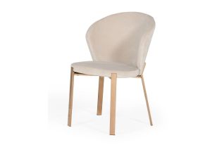Modrest Nadia - Modern Beige Velvet & Rosegold Dining Chair (Set of 2)
