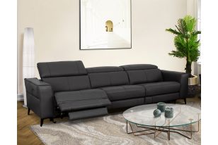 Divani Casa Nella - Modern Black Leather Sofa w/ Electric Recliners