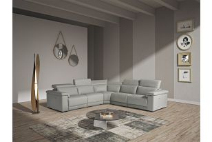 Lamod Italia Palinuro - Modern Grey Leather Sectional Sofa