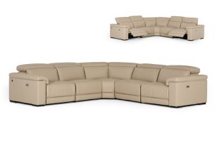 Lamod Italia Palinuro - Italian Modern Taupe Leather Sectional Sofa with Recliners