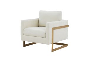 Modrest Prince - Contemporary Cream + Gold Fabric Accent Chair