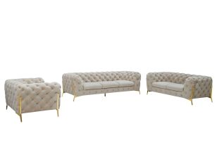 Divani Casa Quincey - Transitional Beige Velvet Sofa Set