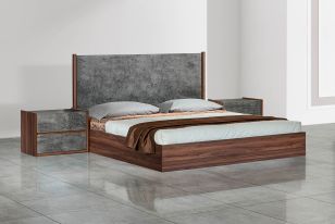 Nova Domus Rado - Modern Walnut & Volcanic Slate Bed