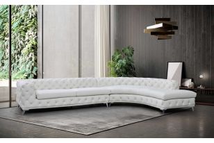 DIvani Casa Kohl - Contemporary White RAF Curved Shape Sectional Sofa w/ Chaise