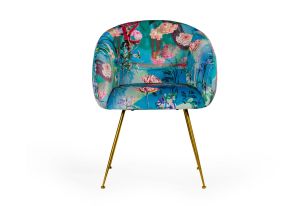 Modrest Roxann - Contemporary Floral Velvet Gold Dining Chair