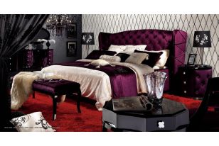 Eastern King Royal Purple Fabric Bed