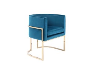 Modrest Betsy Modern Blue Velvet & Gold Dining Chair