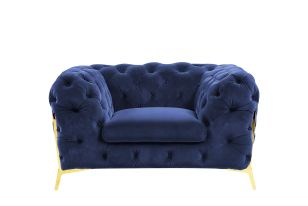 Divani Casa Sheila - Transitional Dark Blue Fabric Chair