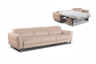 Accenti Italia Snooker - Modern Leather Grey - White Sofa Bed with Recliner