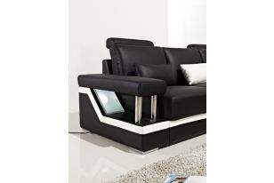 T271 Modern Black Leather Sectional Sofa