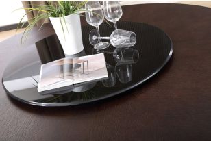 T8958 Contemporary Round Wenge Dining Table w/ Glass Lazy Susan