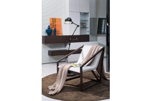 Divani Casa Taranto - Modern Grey Eco-Leather Lounge Chair