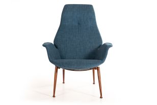 Modrest Kara Modern Blue Fabric Lounge Chair