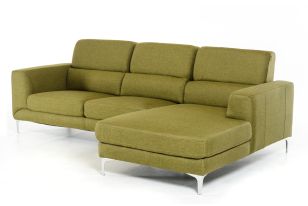 Divani Casa Verdant Mid-Century Green Fabric Sectional Sofa