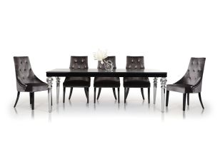 RC838-221 - Transitional Black Crocodile Lacquer Dining Table
