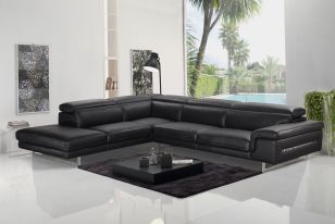 Accenti Italia Westport - Italian Modern Dark Grey Leather Left Facing Sectional Sofa
