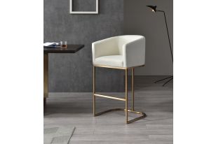 Modrest Yukon - Modern White Fabric & Brushed Bronze Bar Chair