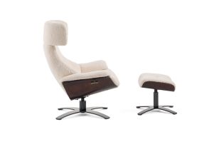 Modrest - Zahara Modern Beige Lounge Chair & Ottoman