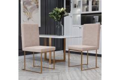 Modrest Fowler - Modern Beige and Brass Velvet Dining Chair Set of 2