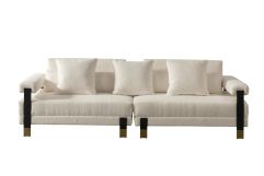 Divani Casa Stratford - Modern Off-White Fabric 4-Seater Sofa