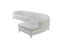 DIvani Casa Kohl - Contemporary White RAF Curved Shape Sectional Sofa w/ Chaise