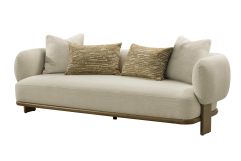 Divani Casa Optima - Mid-Century Modern Beige + Orange Fabric 3-Seater Sofa