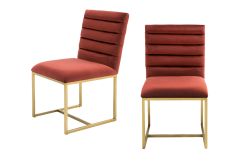 Modrest Barker - Modern Red & Brush Gold Dining Chair (set of 2)