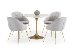 Modrest Collins - Glam White Marble & Gold Dining Table