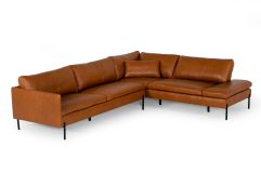 Divani Casa Sherry - Modern Cognac Leather Right Facing Sectional Sofa