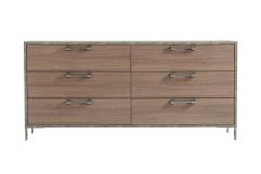 Nova Domus Boston - Modern Brown Oak & Brushed Stainless Steel Dresser