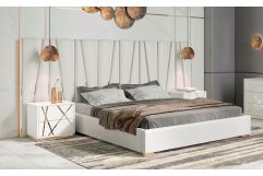 Modrest Nixa - Modern White + Gold Bed + Nightstands